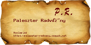 Paleszter Radvány névjegykártya